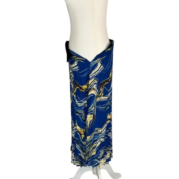 Nine West Womens Size S Blue & Yellow Abstract Print Midi Skirt - Picture 3 of 9